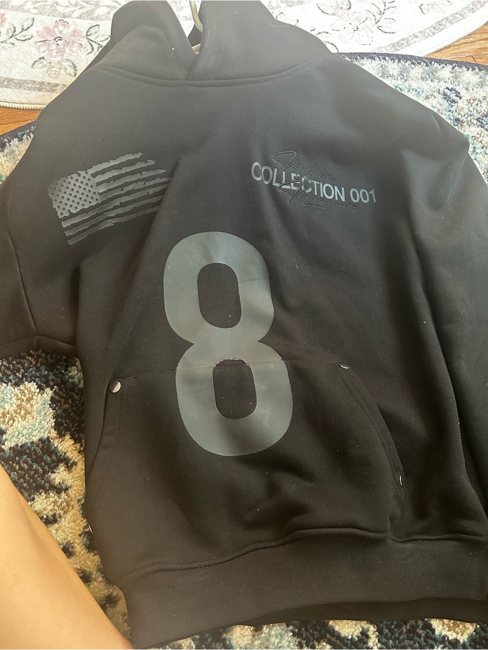 Collection 001 Black Hoodie with Number 8